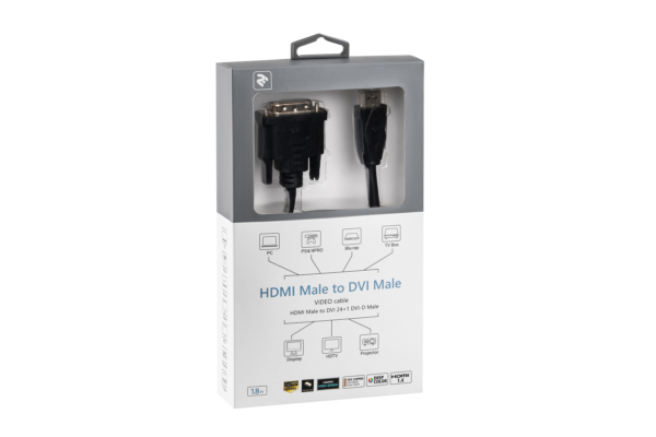 Кабель 2E HDMI TO DVI 24+1, Molding Type, 1.8m Black