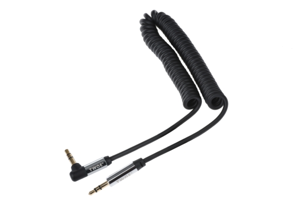 Кабель 2E аудио (jack 3.5мм-M/jack 3.5мм-M) right angel, Coiled 1.8м Black
