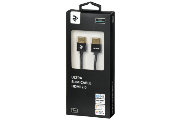 Кабель 2Е HDMI 2.0 Gen 2 Ultra Slim Cable Black 1m