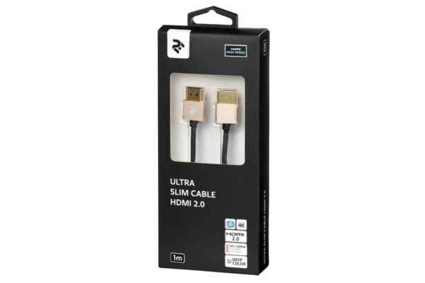 Кабель 2Е HDMI 2.0 Gen 2 Ultra Slim Cable Gold 1m