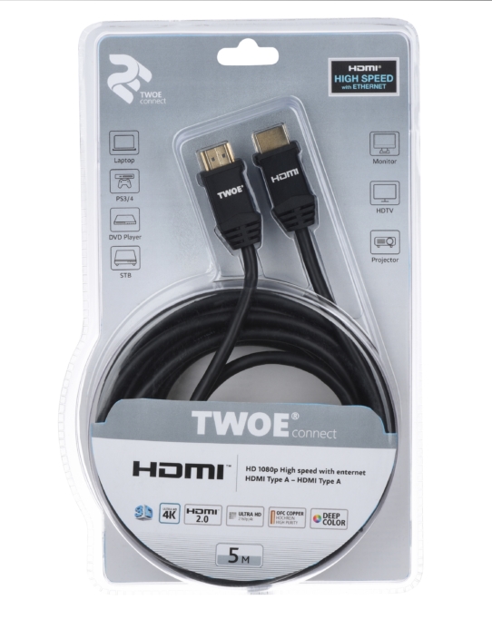 Кабель 2Е HDMI 2.0 (AM/AM) High Speed, Alumium Black 5m