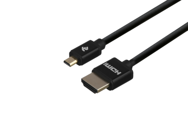 Кабель 2Е Ultra Slim HDMI 1.4 (AM/microAM) High Speed, Alumium Black 2m