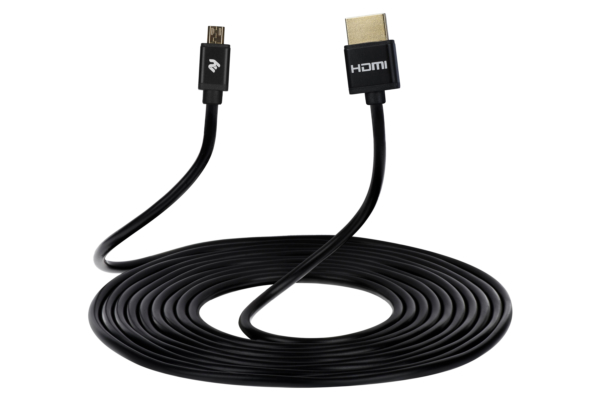 Кабель 2Е Ultra Slim HDMI 1.4 (AM/microAM) High Speed, Alumium Black 2m