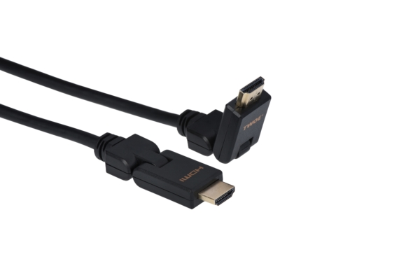 Кабель 2Е Ultra Slim HDMI 1.4 (AM/AM) 180 degree, High Speed, Alumium Black 2m