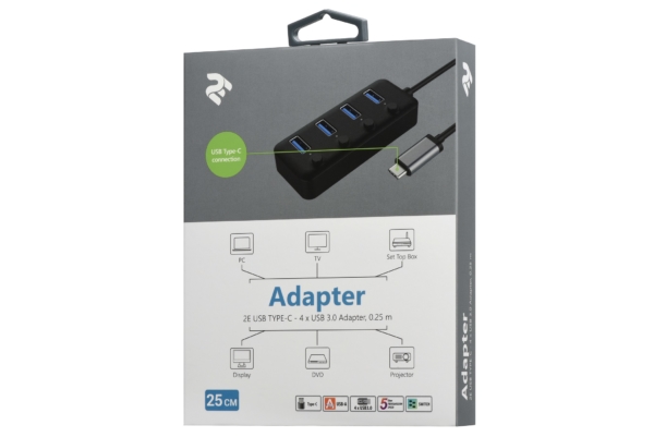 Adapter 2Е Type-C to 4xUSB3.0, Hub with switch, 0.25 m