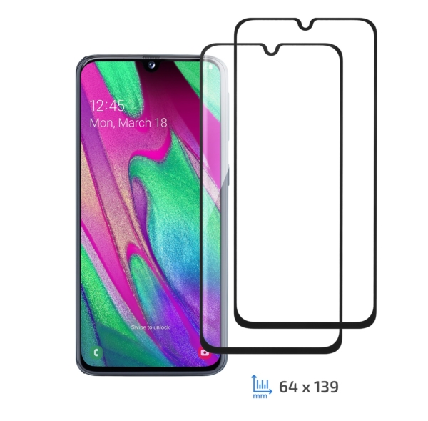Комплект 2 в 1 Защитное стекло 2E Samsung Galaxy A40, 2.5D black border FCFG