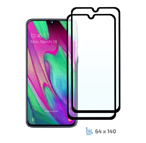 Комплект 2 в 1 Защитное стекло 2E Basic для Samsung Galaxy A40, FCFG, Black