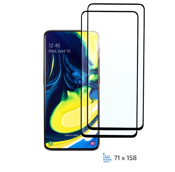 Комплект 2 в 1 Защитное стекло 2E Basic для Samsung Galaxy A80/A90, FCFG, Black