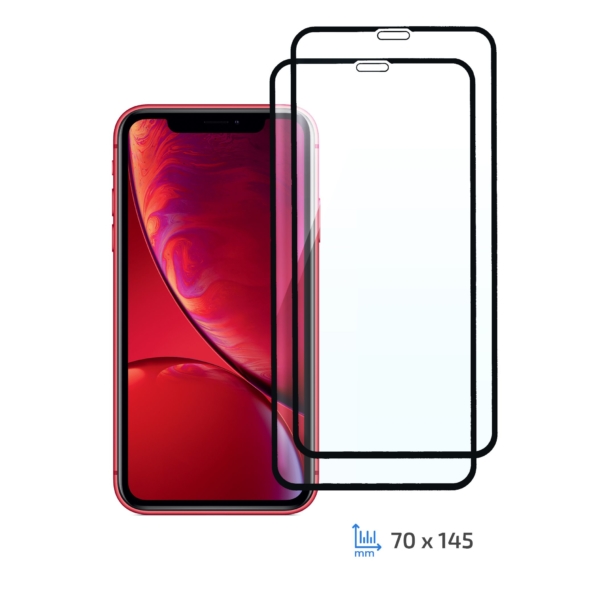 Комплект 2 в 1 Защитное стекло 2E Basic для Apple iPhone XR, FCFG, Black