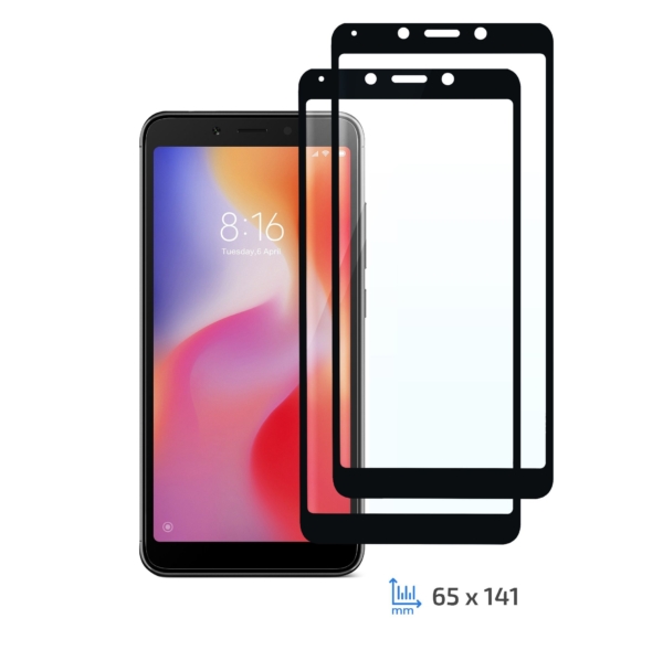 Комплект 2 в 1 Защитное стекло 2E Basic для Xiaomi Redmi 6/6A, FCFG, Black