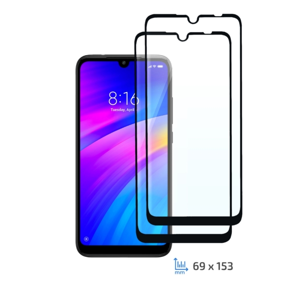 Комплект 2 в 1 Защитное стекло 2E Basic для Xiaomi Redmi 7, FCFG, Black