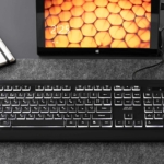 2E Клавіатура мембранна KS120 104key, USB-A, EN/UK/RU, White LED, чорний