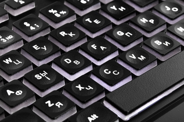 2E Клавіатура мембранна KS120 104key, USB-A, EN/UK/RU, White LED, чорний