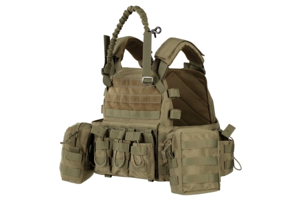 2E Tactical Плитоноска, Тип 1, з кишенями для бічного захисту і підсумками, Молле, зелена