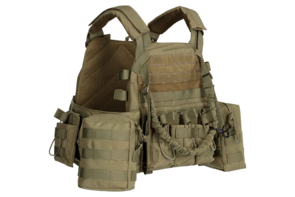 2E Tactical Плитоноска, Тип 1, з кишенями для бічного захисту і підсумками, Молле, зелена