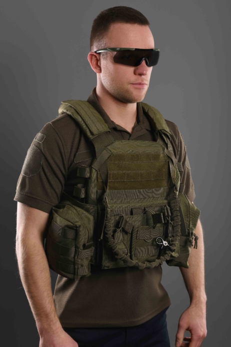 2E Tactical Плитоноска, Тип 1, з кишенями для бічного захисту і підсумками, Молле, зелена