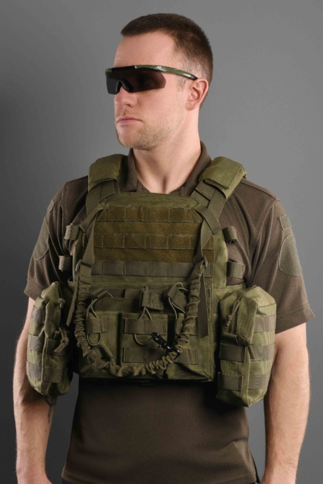 2E Tactical Плитоноска, Тип 1, з кишенями для бічного захисту і підсумками, Молле, зелена