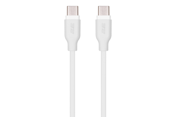 Кабель 2E USB-C – USB-C, Glow, 60W, 1m, white