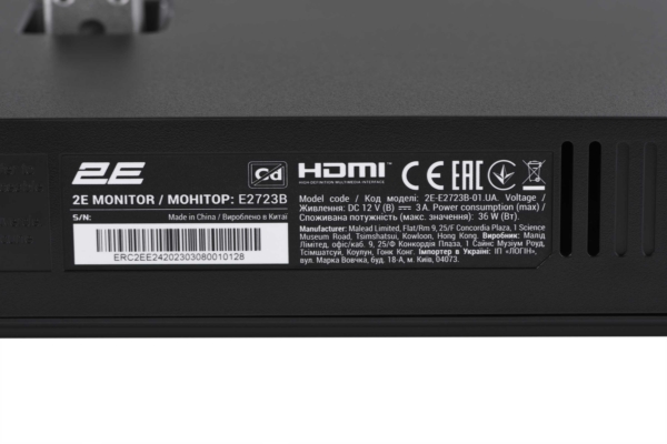 2E Монітор 27″ E2723B D-Sub, HDMI, Audio, VA, 100Hz, FreeSync