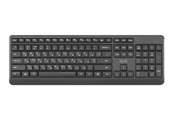 2E Клавіатура мембранна KS220 106key, WL, EN/UK/RU, чорний