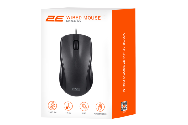 Миша 2E MF130, USB-A, чорнийМиша MF130, USB-A, Black