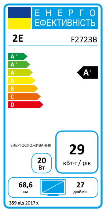 2E Монітор LCD 27″ F2723B D-Sub, HDMI, IPS, 75Hz