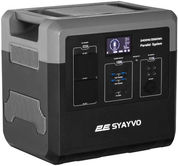 2E Портативная электростанция Syayvo 2400 Вт, 2560 Втч, WiFi/BT, параллельное подключение, быстрая зарядка