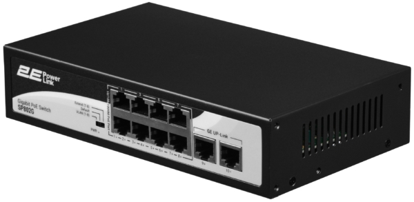 2E Коммутатор PowerLink SP802G 10xGE (8xGE PoE, 2xGE Uplink, 120W), неуправляемый