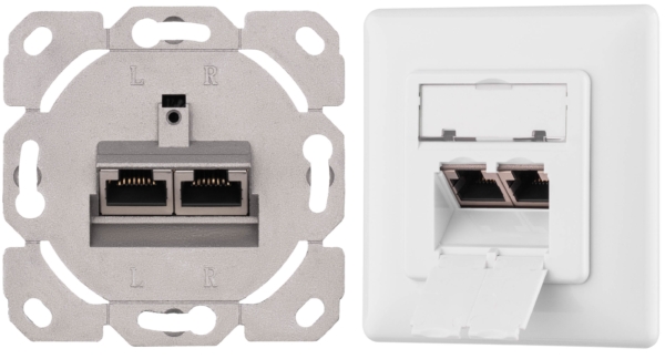 2E Настенная розетка CАТ 5e FTP, 2xRJ45, 8P8C, для скрытой проводки