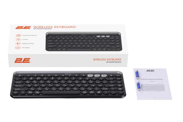 2E Клавіатура мембранна KS250 84key, WL/BT, EN/UK, чорно-сірий