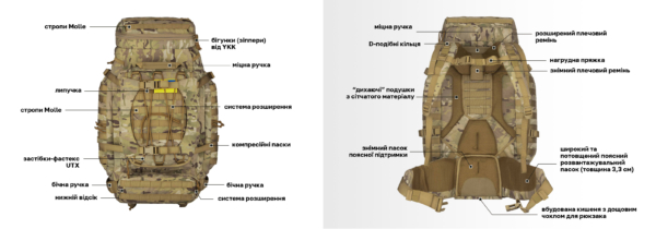 2E Tactical Рюкзак тактичний 2Е, 90L, LargeCap, Molle, камуфляж