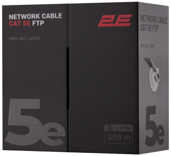 2E Кабель CAT 5e, FTP, 305м, AWG 24/1, LSZH-1, серый
