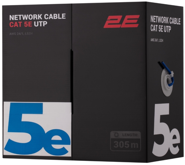2E Кабель CAT 5e, U-UTP, 305м, AWG 24/1, LSZH, синий