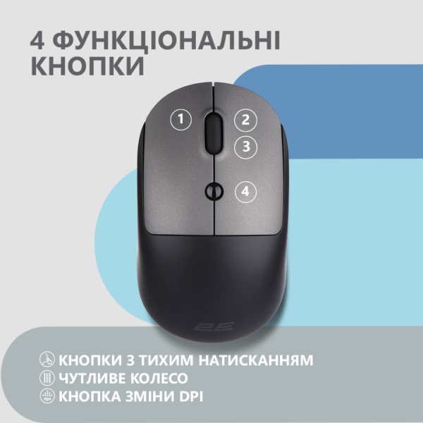 2E Мышь MF218 Silent WL BT Black/Gray