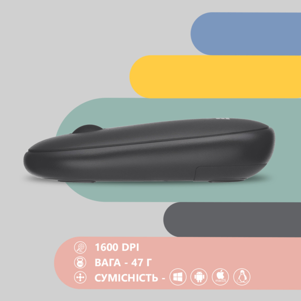 2E Мышь MF300 Silent, WL/BT, графитово-чёрный