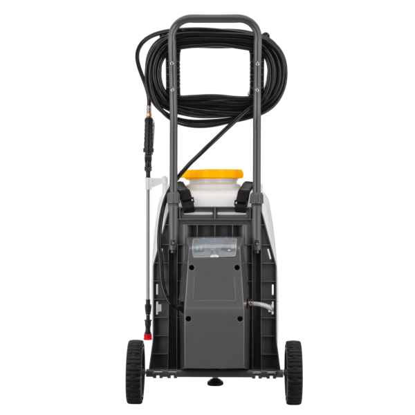2E Опрыскиватель аккумуляторный AquaSpray 40LR 40л 12В 1х12А·час 7бар 6л·мин 14.5кг вольтметр колеса шланг 15м