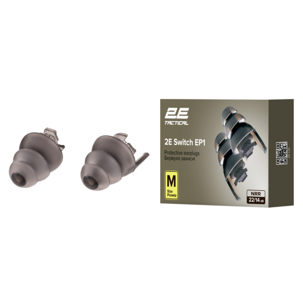 2E Tactical Бервуха захисні Switch EP1 Black з перемикачем, розмір M, NRR 22/14 dB, пасивні