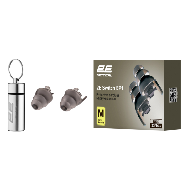 2E Tactical Бервуха захисні Switch EP1 Black з перемикачем, розмір M, NRR 22/14 dB, пасивні