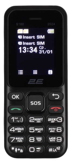 2E Мобильный телефон S180 2024 1.77″ 2SIM, 600мА•ч, черный