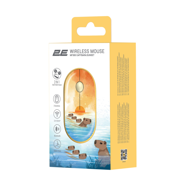 2E Мышь MF300 CAPYBARA:SUNSET Silent WL BT, желтый
