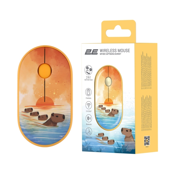 2E Мышь MF300 CAPYBARA:SUNSET Silent WL BT, желтый