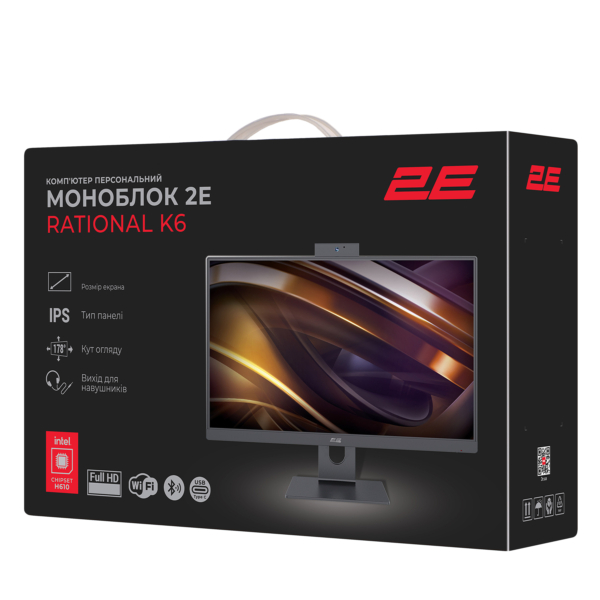 2E ПК Моноблок Rational K6 23.8″ FHD IPS Intel i3-12100, 16Gb, F512GB, UMA, H610, K6.610, 120W, FreeDos, черный