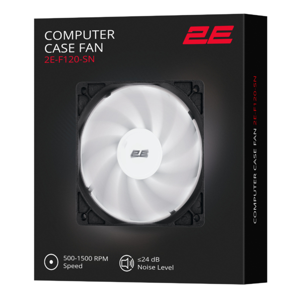 2E Корпусний вентилятор F120-SN, 120мм, 500-1500rpm, 4pin 24dBa, чорний