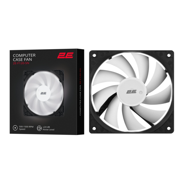 2E Корпусний вентилятор F120-SN, 120мм, 500-1500rpm, 4pin 24dBa, чорний