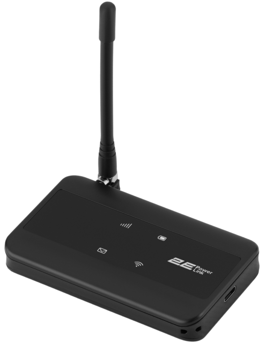2E Мобильный маршрутизатор PowerLink (MiFi-2) LTE, Wi-Fi4, 1xType-C, 1xCRC9, 2100мА•ч черный