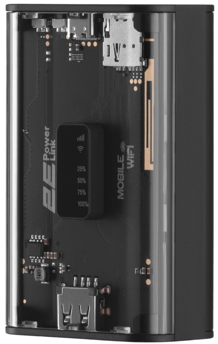 Мобільний маршрутизатор 2E PowerLink (MiFi-5) LTE, Wi-Fi4, 1xUSB, 1xType-C, 5000мА•год чорнийМобільний маршрутизатор PowerLink (MiFi-5) LTE, Wi-Fi4, 1xUSB, 1xType-C, 5200мА•год чорний