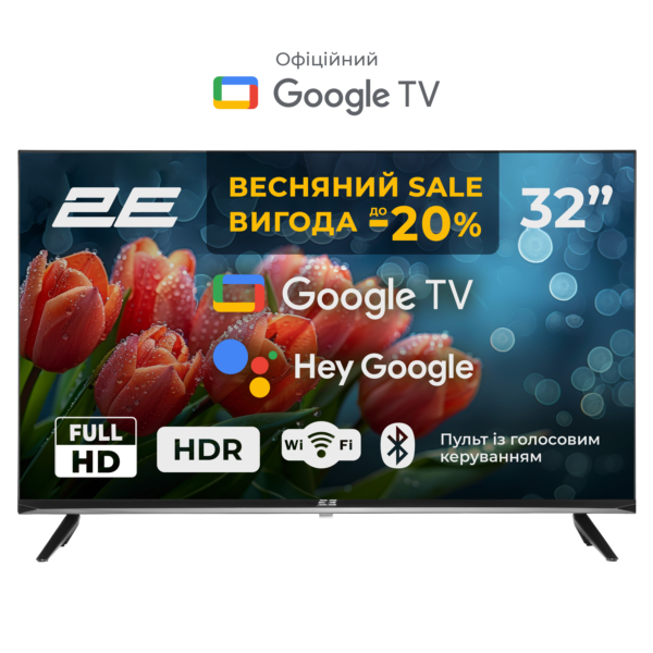 2E Телевизор 32″ LED FHD 60Hz Smart Google TV Black